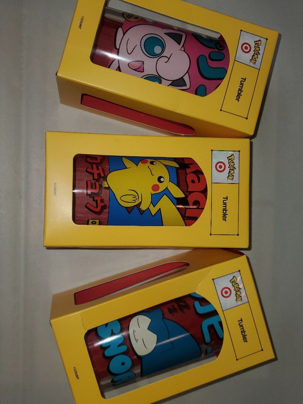 SPECIAL EDITION Pokemon Yellow, Pink, Blue Character Tumbler Set
